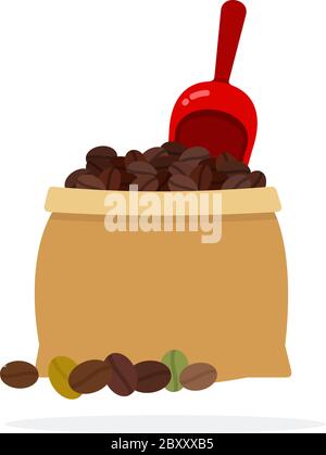 Bag of coffee beans isolated. Vector illustration Stock Vector Image ...