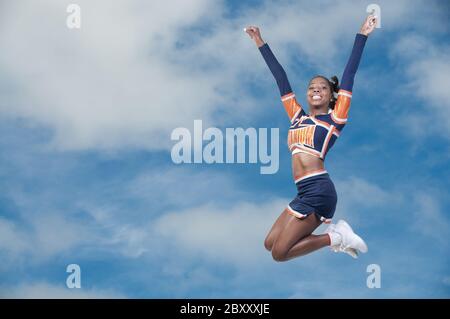 Black Girl Cheerleader Stock Photo