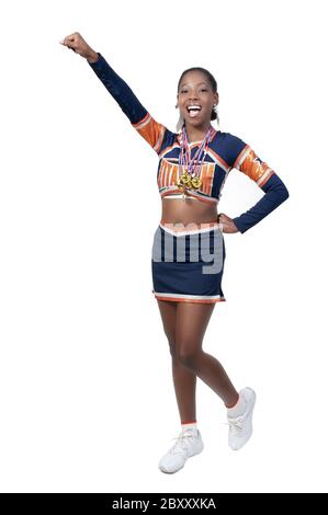 Black Girl Cheerleader Stock Photo