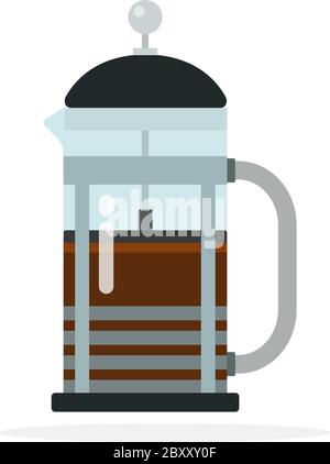 French press coffee maker vector flat isolated Stock Vector