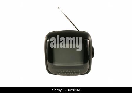 Isolated portable tv set with antenna Stock Photo - Alamy