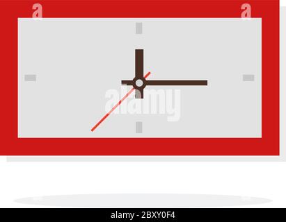 Wall rectangular clock vector flat isolated Stock Vector