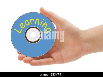 Hand with disk Learning Stock Photo