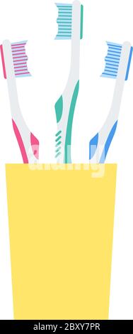 Toothbrushes in a glass vector icon flat Stock Vector
