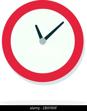 Round wall clock with red piping vector flat isolated Stock Vector