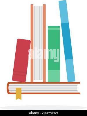 Stacked books in a row vector flat isolated Stock Vector