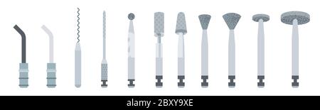 Dental grinding tools vector icon flat isolated Stock Vector