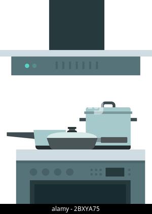 Cooking hob with extractor fan vector flat isolated Stock Vector
