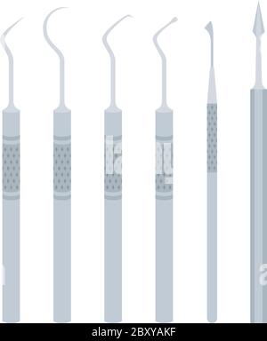 Set of dental probes vector icon flat isolated Stock Vector