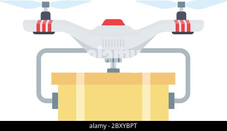 Drone package delivery vector icon flat isolated Stock Vector