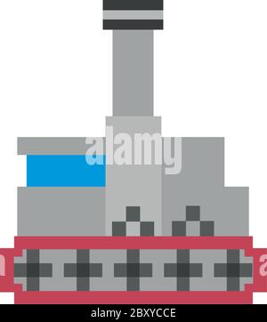 war tank vehicle 8 bits pixelated icon vector illustration design Stock Vector