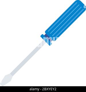 Blue screwdriver vector icon flat isolated Stock Vector