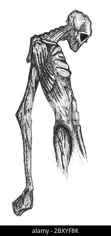 evil hand drawn skeleton character Stock Photo