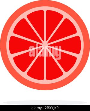 Grapefruit slice. Pink grapefruit round slice isolated on transparent ...