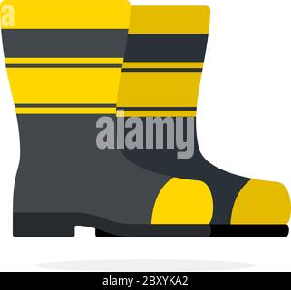 Rubber boots for firefighters flat isolated vector Stock Vector