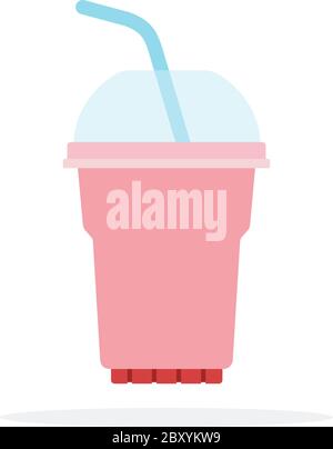 Milkshake in a glass with a straw Stock Vector