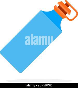Blue sports plastic water bottle flat isolated Stock Vector
