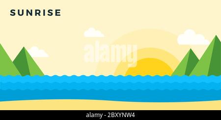 Sunrise on the beach vector illustration Stock Vector