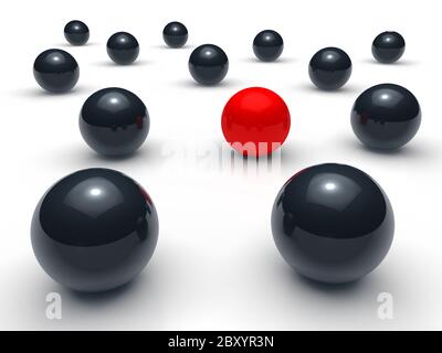 3d ball network red black Stock Photo