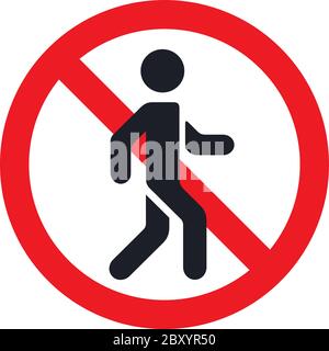 Traffic sign prohibiting traffic of pedestrians flat isolated Stock Vector