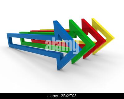 3d arrow blue yellow green red Stock Photo