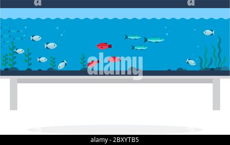 Aquarium with exotic fish flat isolated Stock Vector