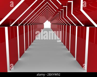 3d house tunnel red Stock Photo