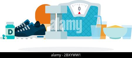 Kit of Sports equipment vector flat isolated Stock Vector