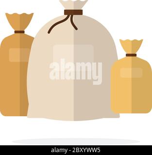 Bound bags of different sizes flat isolated Stock Vector