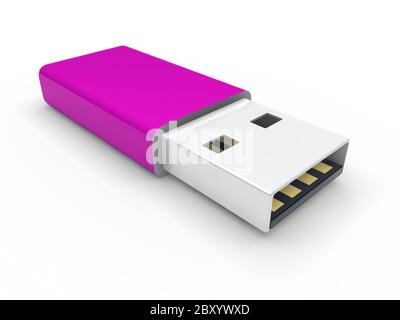 3d usb stick purple Stock Photo