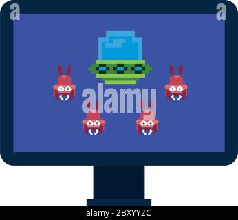 Space Alien in Ufo 8 Bits Pixelated Icon Stock Vector - Illustration of  pixel, computer: 186132370