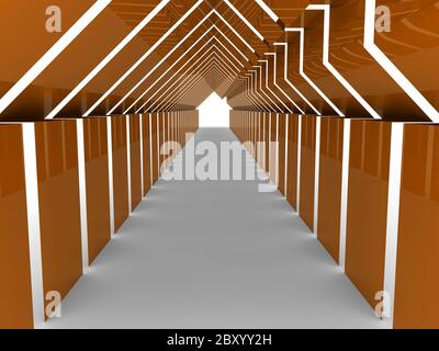 3d house tunnel orange Stock Photo