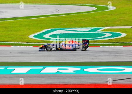 SEPANG, MALAYSIA - APRIL 9: Mark Webber (team Red Bull Racing) at qualification on Formula 1 GP, April 9 2011, Sepang, Malaysia Stock Photo