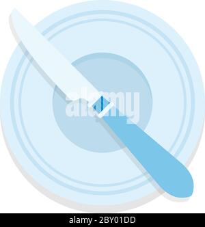 Serving a bread plate with butter knife vector flat isolated Stock Vector