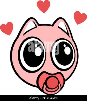 funny baby cat draw Stock Vector