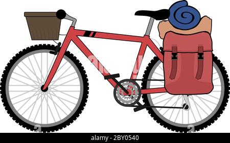 backpacker bicycle Stock Vector