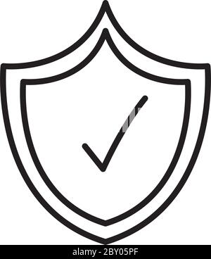 shield with check mark icon over white background, line style, vector ...