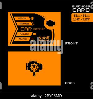 workshop car business card Stock Vector