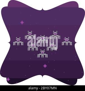 space ships flying 8 bits pixelated icon vector illustration design Stock Vector