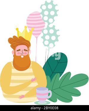 coffee cup and crown fathers day vector illustration Stock Vector Image ...
