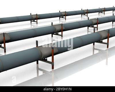 gas and oil pipelines on a white background Stock Photo