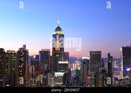 Hong Kong with crowded buildings at night Stock Photo - Alamy