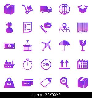 Logistics gradient icons on white background, stock vector Stock Vector