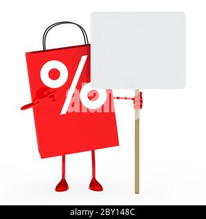 Red percent sale bag Stock Photo