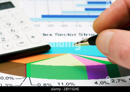Stock market reports analysis Stock Photo