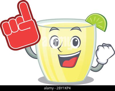 Daiquiri cocktail in cartoon drawing character design with Foam finger Stock Vector