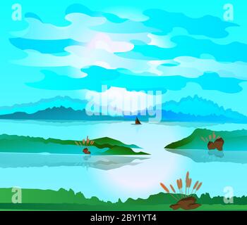 Beautiful landscape environment nature background Stock Vector