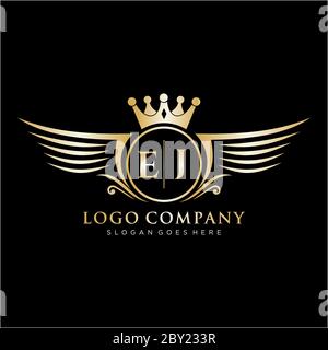 Luxury royal wing Letter EJ crest Gold color Logo vector, Victory logo ...