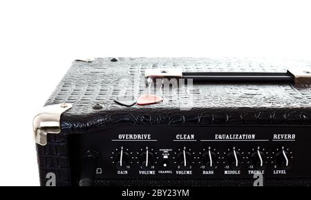 two plectrums on guitar amplifier Stock Photo