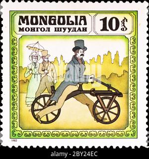 postage stamp shows vintage bicycle Stock Photo